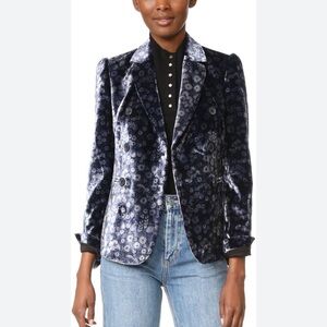Rebecca Taylor Midnight Blue Floral Velvet Blazer